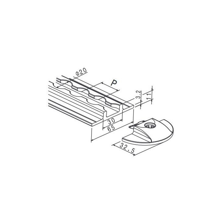 Airline-Schiene Standard mit Flansch