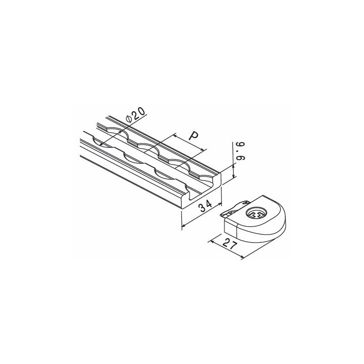 Airlineschiene light, eckig