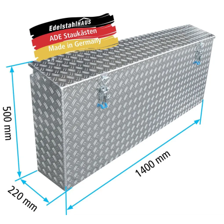 ADE Seitenkasten Alu Riffelblech 1400 x 220 x 500 mm, Staukasten, Staubox