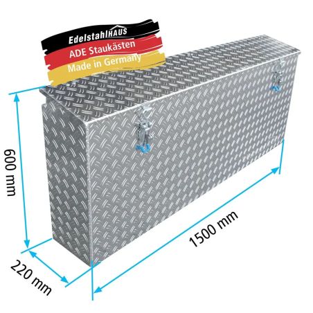 ADE Seitenkasten Alu Riffelblech 1600 x 220 x 500 mm, Staukasten, Staubox
