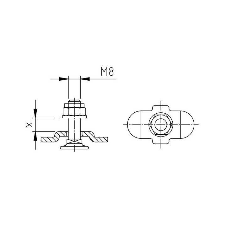 KERL mit Gewindebolzen M8 x 30