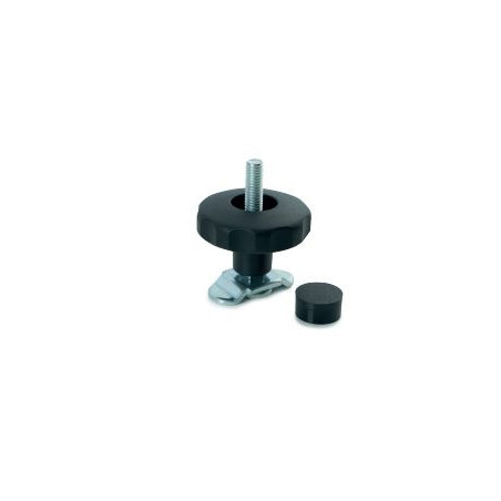Schraubfitting mit durchschraubbarem Kunststoff Sterngriff für Airline-Zurrschienen