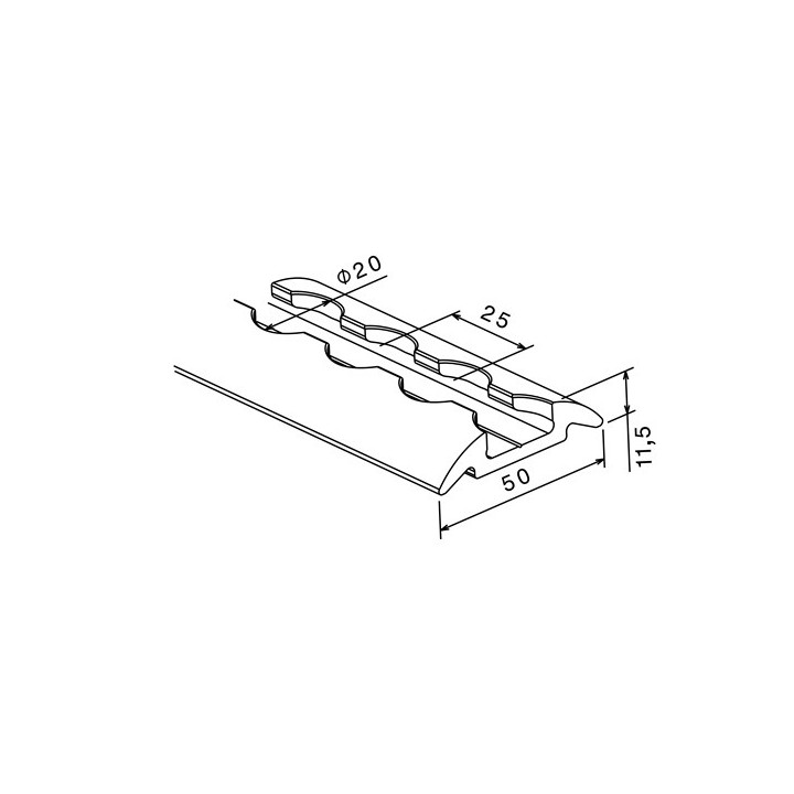 Airline-Schiene Standard, halbrund